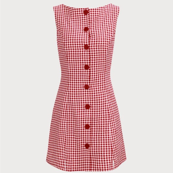Rihoas Red Boat Neck Plaid Mini Dress - Picture 5 of 8